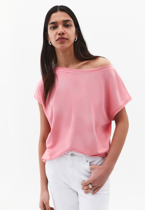 Pembe Modal Bot Yaka Tişört