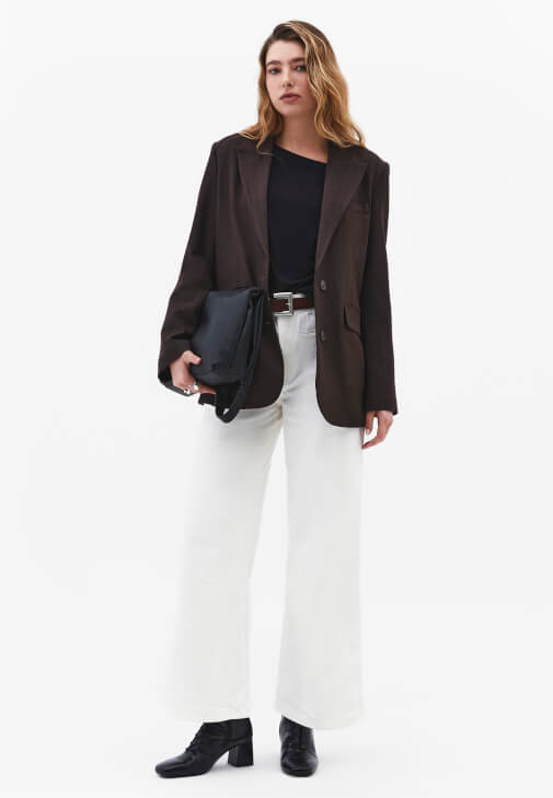 Modal Kazak ve Wide-Leg Pantolon Kombini