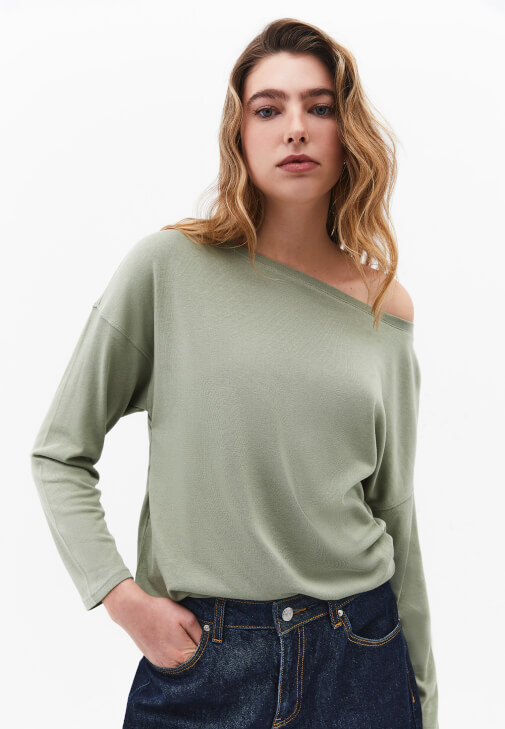 Triko Kazak ve Barrel-Fit Pantolon Kombini