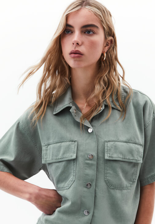 Tencel Cepli Gömlek ve Şort Kombini