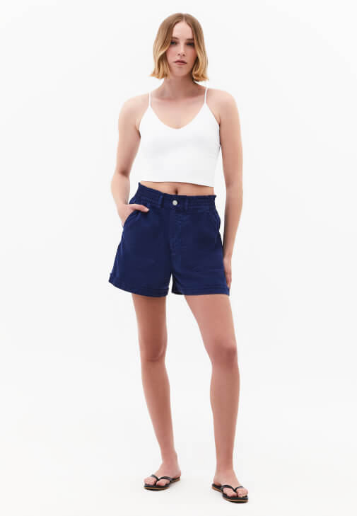 Lacivert Yüksek Bel Mini Şort ( TENCEL™ )