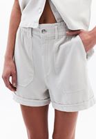 Bayan Krem Yüksek Bel Mini Şort ( TENCEL™ )