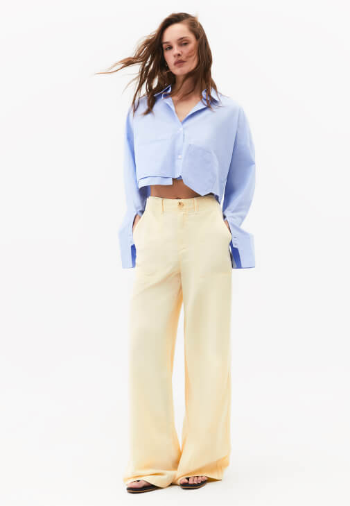 Sarı Wide-Leg Pantolon ( TENCEL™ )