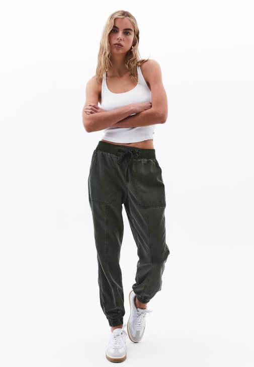 Haki Orta Bel Jogger Pantolon ( TENCEL™ )