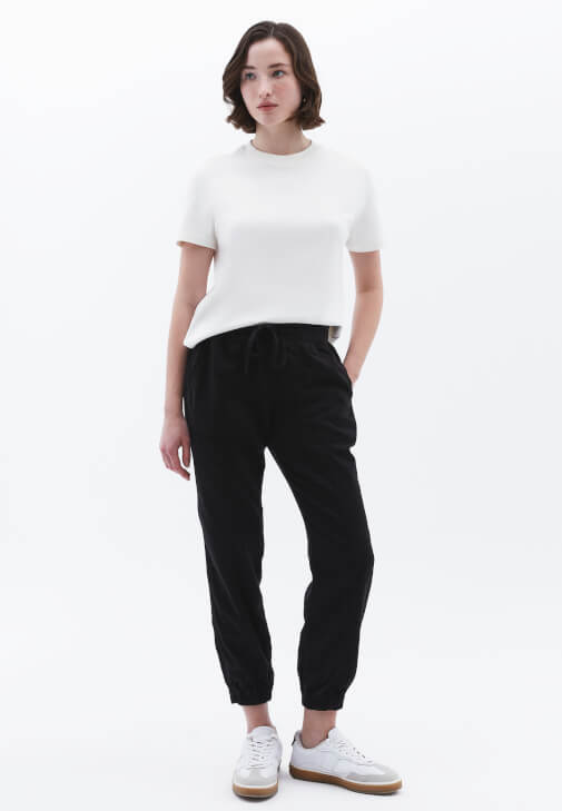 Siyah Orta Bel Jogger Pantolon ( TENCEL™ )
