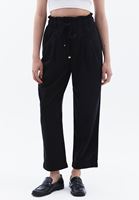 Bayan Siyah Ultra Yüksek Bel Baggy-Fit Pantolon ( TENCEL™ )