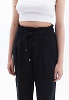 Bayan Siyah Ultra Yüksek Bel Baggy-Fit Pantolon ( TENCEL™ )