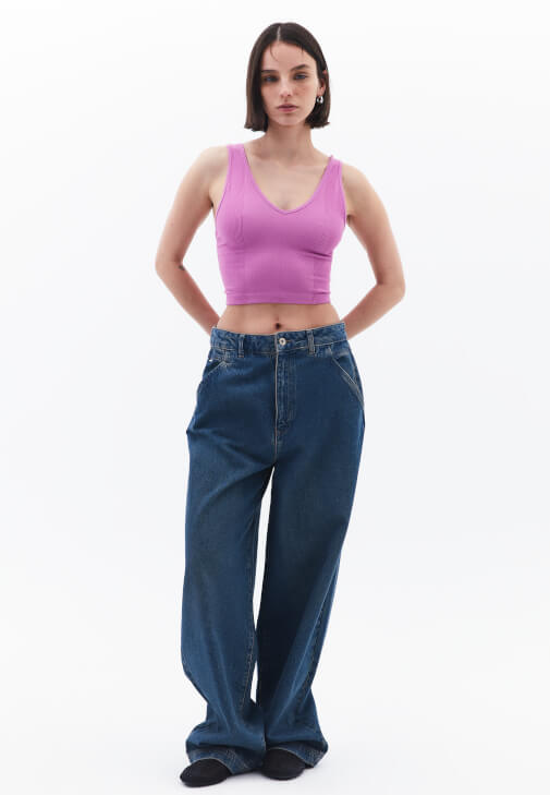 Seamless Crop Top ve Skater Pantolon Kombini