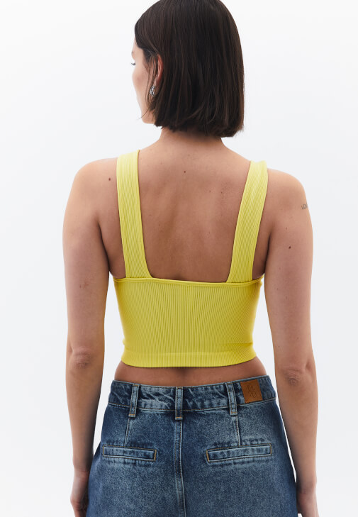 Seamless Top ve Denim Pantolon Kombini