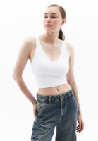 Bayan Beyaz Seamless Crop Top