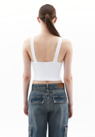 Bayan Beyaz Seamless Crop Top