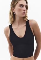 Bayan Siyah Seamless Crop Top