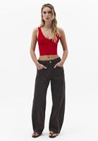 Bayan Kırmızı Seamless Crop Top