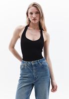 Bayan Siyah Seamless Jakarlı Crop Top