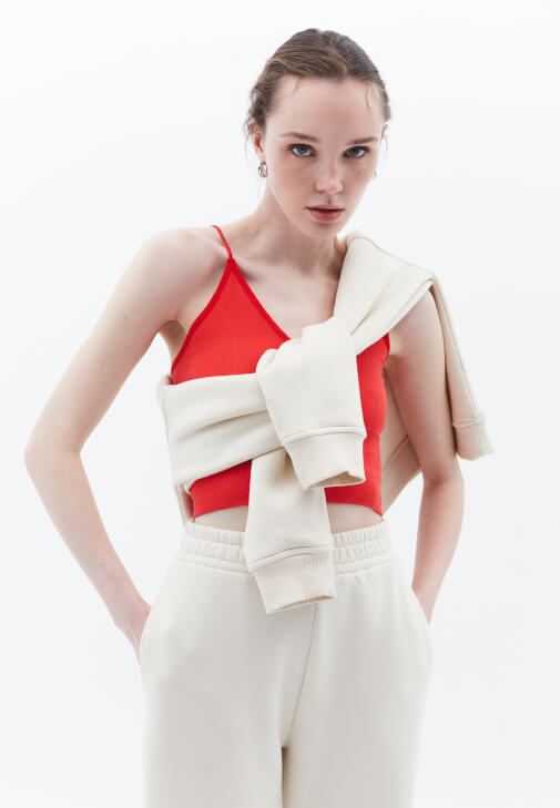 Pembe Askılı Crop Atlet