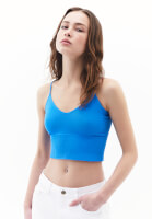 Bayan Mavi Askılı Crop Atlet