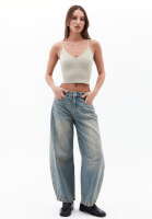 Bayan Bej Askılı Crop Atlet