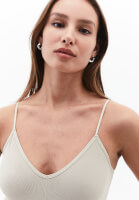 Bayan Bej Askılı Crop Atlet