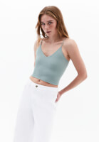 Bayan Yeşil Askılı Crop Atlet