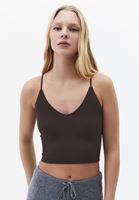 Bayan Kahverengi Askılı Crop Atlet