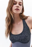 Bayan Çok Renkli Jakarlı Dikişsiz Crop Atlet