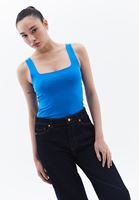 Bayan Mavi Pamuklu Kare Yaka Atlet