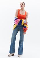 Bayan Turuncu Pamuklu Kare Yaka Atlet