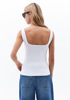 Bayan Beyaz Pamuklu Kare Yaka Atlet