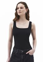 Bayan Siyah Pamuklu Kare Yaka Atlet