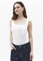 Bayan Beyaz Pamuklu Kare Yaka Atlet