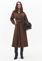 Bayan Kahverengi Kemer Detaylı Gömlek Elbise