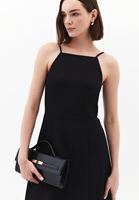 Bayan Siyah Halter Yaka Yırtmaçlı Elbise