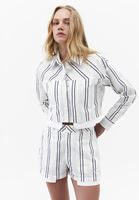 Bayan Çok Renkli Çizgili Loose-Fit Gömlek