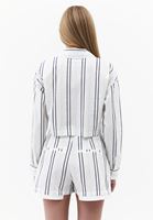 Bayan Çok Renkli Çizgili Loose-Fit Gömlek