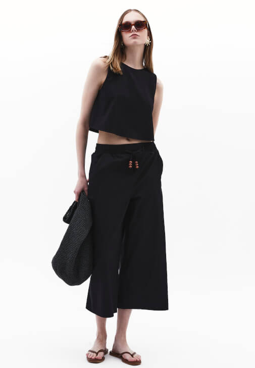 Siyah Ultra Yüksek Bel Culotte Pantolon