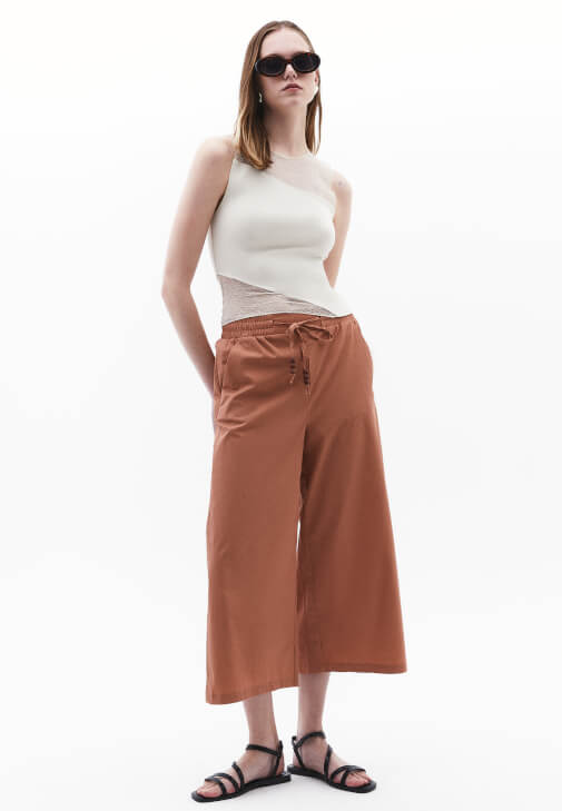 Kahverengi Ultra Yüksek Bel Culotte Pantolon