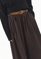 Bayan Kahverengi Ultra Yüksek Bel Kemerli Etek