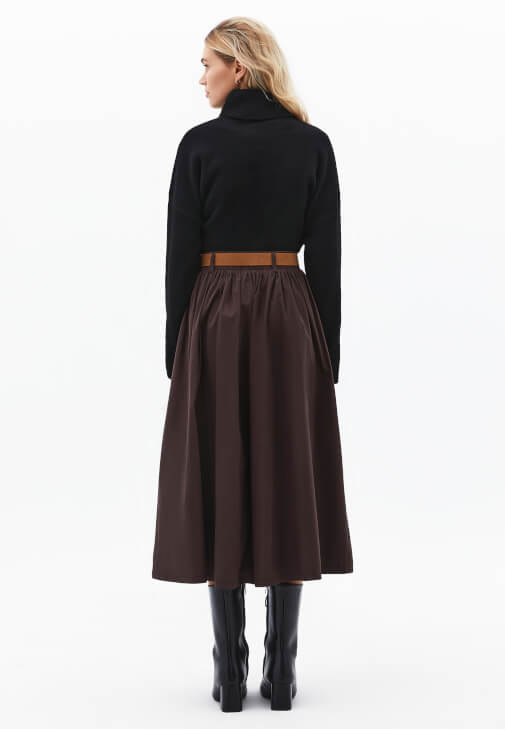 Kemerli Etek ve Yün Kazak Kombini