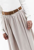 Bayan Bej Ultra Yüksek Bel Kemerli Etek