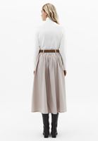 Bayan Bej Ultra Yüksek Bel Kemerli Etek