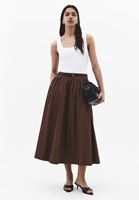 Bayan Kahverengi Kemer Detaylı Uzun Etek