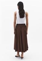 Bayan Kahverengi Kemer Detaylı Uzun Etek