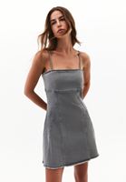 Bayan Gri Denim Mini Elbise