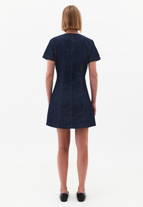 Keten Denim Elbise ve Babet Kombini