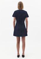 Bayan Mavi Keten Karışımlı Denim Elbise