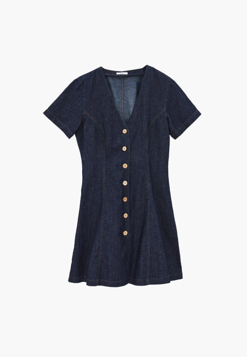 Keten Denim Elbise ve Babet Kombini