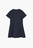 Bayan Mavi Keten Karışımlı Denim Elbise