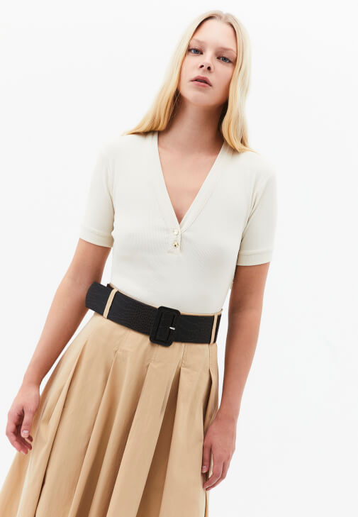 Kemerli Midi Elbise ve Topuklu Terlik Kombini