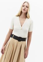 Bayan Bej Kemer Detaylı Midi Elbise