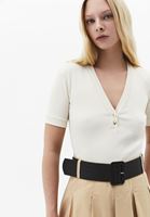 Bayan Bej Kemer Detaylı Midi Elbise